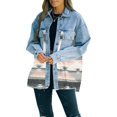 thumbnail image 1 of HSHDLDF Women's Aztec Denim Jacket Distressed Lapel Long Sleeve Vintage Button Down Denim Jacket Shacket, 1 of 7
