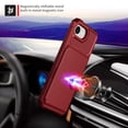 thumbnail image 4 of Dteck Magnetic Leather Wallet Case for iPhone 16e / iPhone 17e,Shockproof Silicone Case Card Slots Holder Leather Flip Stand Cover for iPhone 16e/17e ,Red, 4 of 6