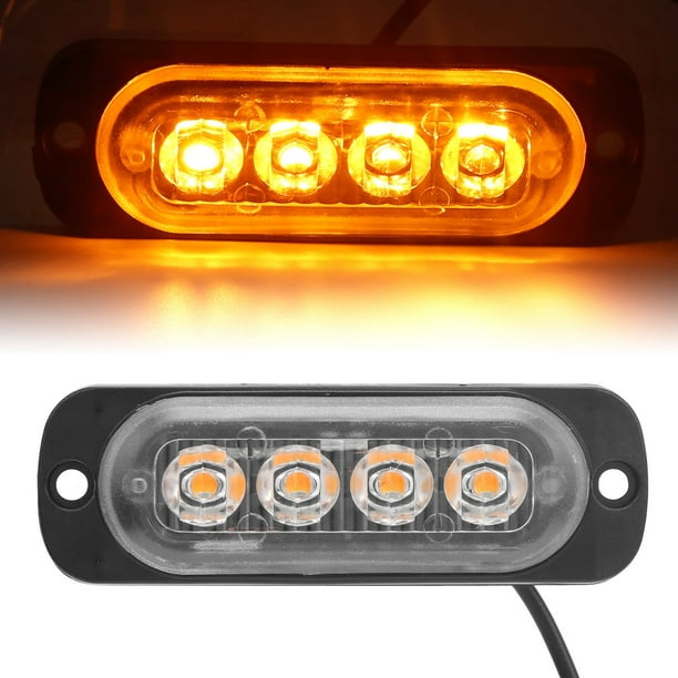 Signal Led 12V 4LED Lampe D'avertissement Latérale Lumière Jaune Haute  Luminosité IPX-4 étanche Pour Voiture Moto Camion 