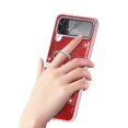 thumbnail image 5 of Detck Samsung Galaxy Z Flip4 6.7 inch (2022) Cover, Soft TPU Shell Luxury Elegant Glitter Metal Ring/Holder Folding Design Case [Slim & Fit] Anti-slip Drop Resistant Shockproof Case, Red, 5 of 12