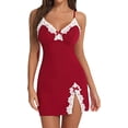 thumbnail image 1 of Aranmei - Camisón sexy de encaje para mujer, cuello en V, ropa de dormir, 1 of 3
