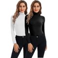 thumbnail image 1 of HSHDLDF Hauts à Manches Longues pour Femmes Col Roulé Doux Extensible Ajusté Couche de Base, 1 of 4