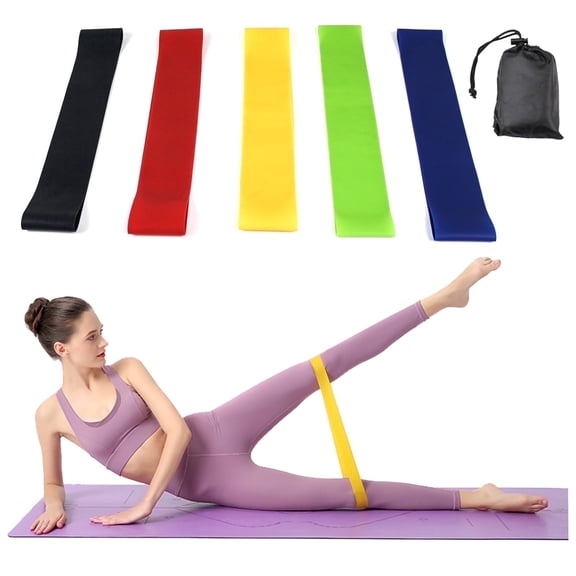 Resistance Stretch Loop resistance band Fitness Workout Bands for Exercise Working Out Physical Therapy, 5 Set of Different Resistance Levels Elastic Bands with Carry Bag