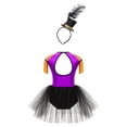 thumbnail image 2 of Fldy Enfants Filles Cirques Ringmasters Justaucorps à Franges avec Chapeau pour Carnaval Fête Déguisement Violet A 16, 2 of 7