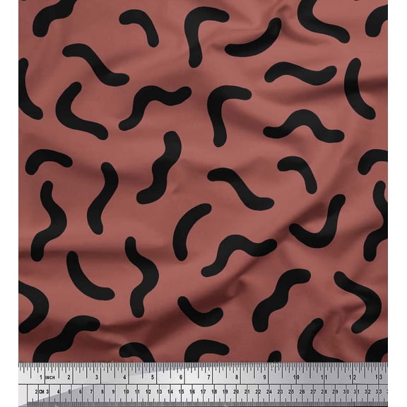 Soimoi Brown Cotton Voile Fabric Brush Stroke Abstract Print Sewing Fabric Yard 42 Inch Wide