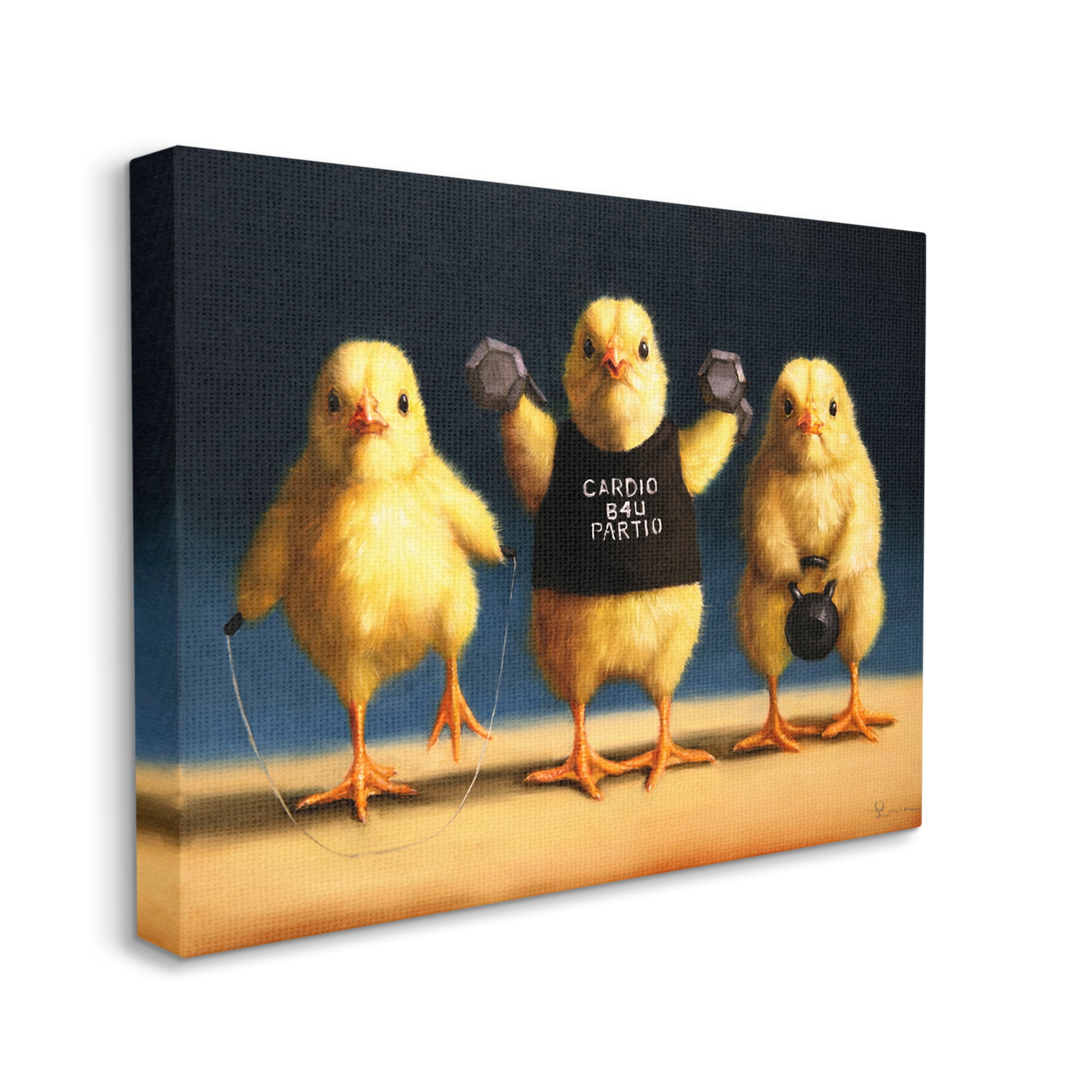 Stupell Funny Exercise Workout Chicks Animals Animals & Insects Painting Gallery Wrapped Canvas Print Wall Art