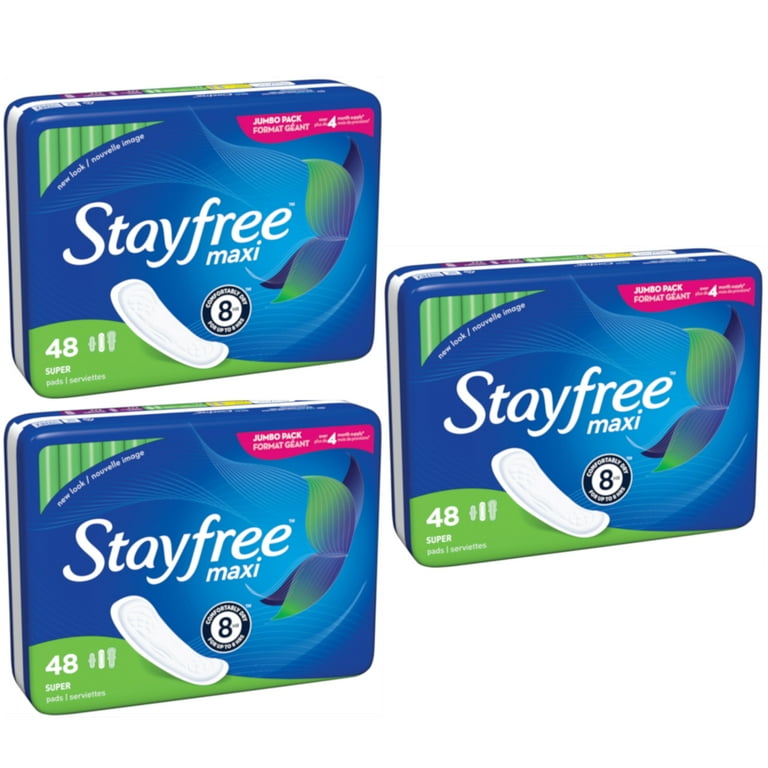3 Pack Stayfree Maxi Pads for Women Super - Dry, Cool, and