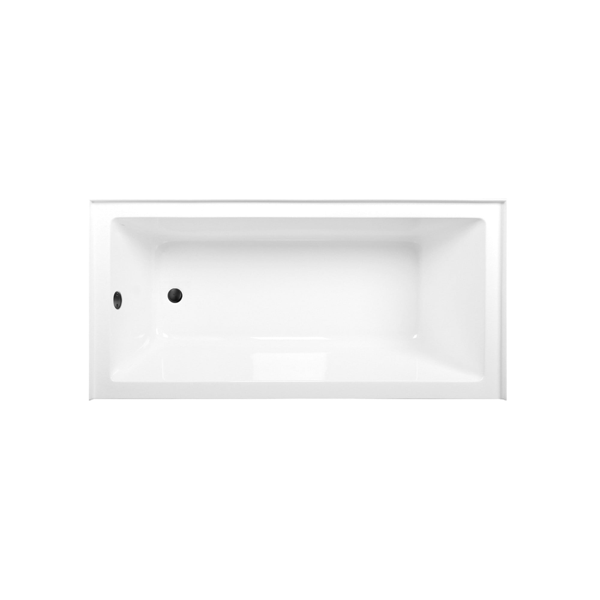 Aqua Eden CVTAP663222L0 66" Acrylic Rectangular 3-Wall Alcove Tub, Left Hand Drain, Glossy White/Matte Black