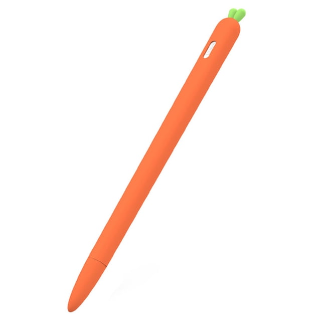 Soporte de agarre de silicona para lápiz táctil con forma de zanahoria, compatible con Apple Pencil 2 (naranja)