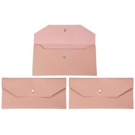 Uxcell 2 Pack Cash Envelope Wallet, Budget Cash Holder Reusable Money Bag Pouch Leather Money Organizer Pouch for Men Women Receipt Check Bill Travel Graduation Holidays, Pink