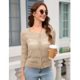 thumbnail image 3 of Yesfashion Women's Lightweight Crochet Cardigan 3/4 Sleeve Cropped V Neck Button Shrug Knit Sweater Tops, 3 of 5