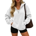 thumbnail image 2 of Womens Half Zip Hoodies With Long Sleeves Kangaroo Pocket Solid Color And Relaxed Pullover Styling For Casual Everyday Wear, 2 of 4