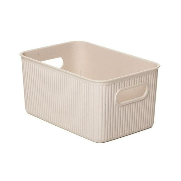 Superio Ribbed Collection - Eco-Friendly Decorative Plastic Open Home Storage Bins Organizer Basket and Lid, Medium (1 Pack) Container Boxes for Organizing Closet Shelves Drawer Shelf - 5 Liter