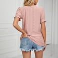 thumbnail image 5 of Pink S WIZUTIZ Tops Women's up to 30% Off Fashion Cozy Style Lightweight Pure Colour Tee Round Neck Linen Ladies Tops Plus Size Solid Tshirt Cotton Linen Fluffy T-shirt Tunics Short Sleeve Shirts Blo, 5 of 5
