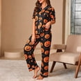 thumbnail image 2 of RMGVDSD Halloween Pajamas for Women Set Button Down Sleepwear Cute Print Pajama Sets 2 Piece Short Sleeve Top and Long Pants Loungewear, 2 of 4