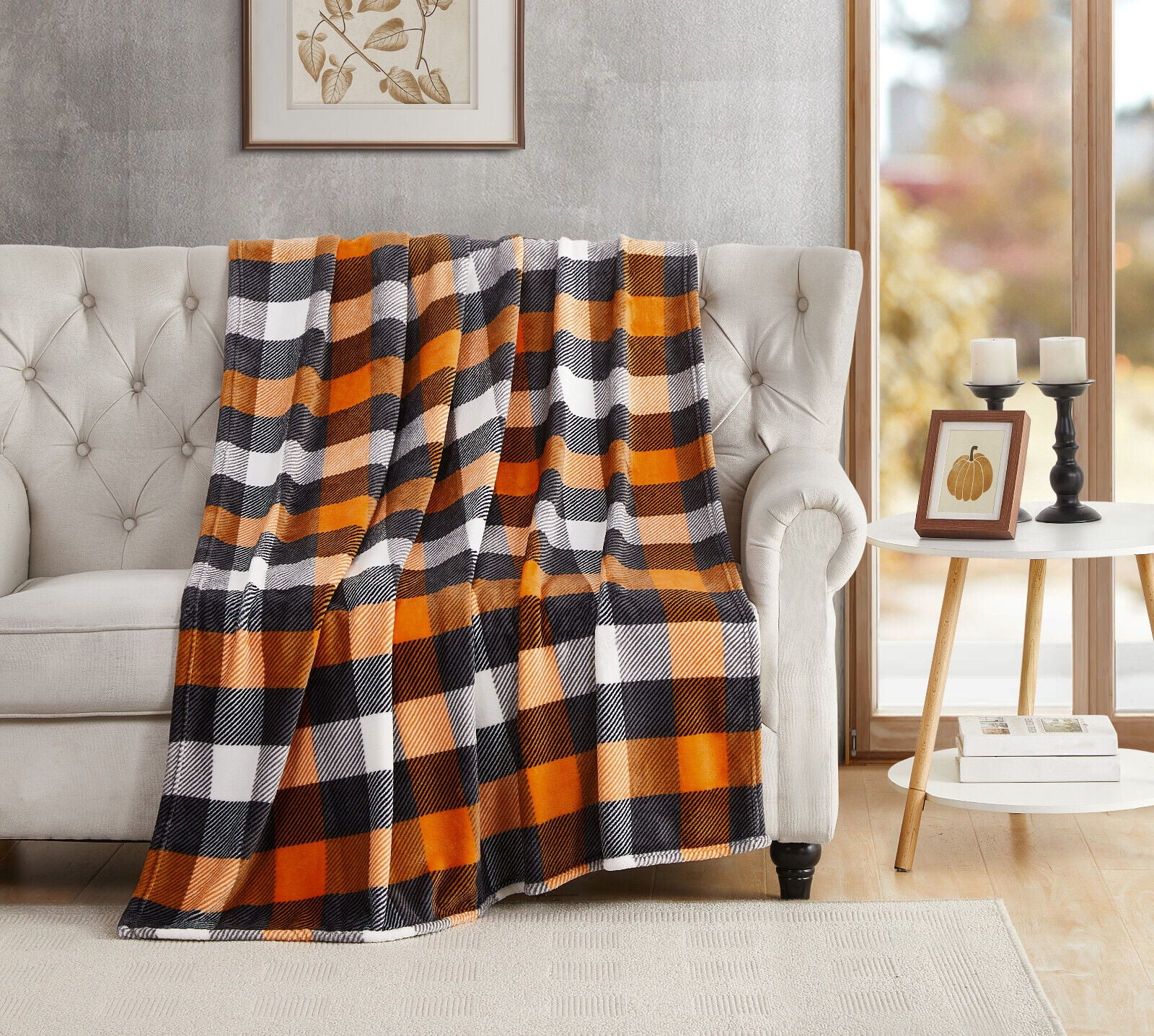 Kate Aurora Autumn Accents Oversized Fall Harvest Hickory Leaves Ultra Comfort Accent Plush Throw Blanket 50 In. X 70 In. Walmart