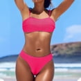 thumbnail image 2 of UTSJKR Women's Ribbed Bikini Sets Scoop Neck Solid Cheeky Swimsuit Tied Straps Textured Two Piece Bathing Suit Hot Pink M, 2 of 9