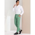 thumbnail image 4 of Pantalonescuadros de vestir pahombre, ajustados, con parte delanteplana, estampados,cuadros de negocios Verde S, 4 of 6