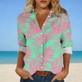 thumbnail image 2 of Pxxlle Hawaiian Shirts for Women Fashion Tropical Graphic Shirt Plus Size Button Down Tops for Beach Vacation Pink XL, 2 of 7