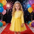thumbnail image 2 of MEZZALL Dresses Girls Long Sleeve Party Dress With Star Sequins And Mesh Skirt Round Neck Elegant Formal Occasion Outfit Comfort Kids Crew Neck Solid Color Child Sundress, 2 of 4