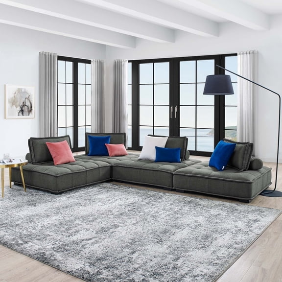 Saunter Tufted Fabric Fabric 4-Piece Sectional Sofa-EEI-5208