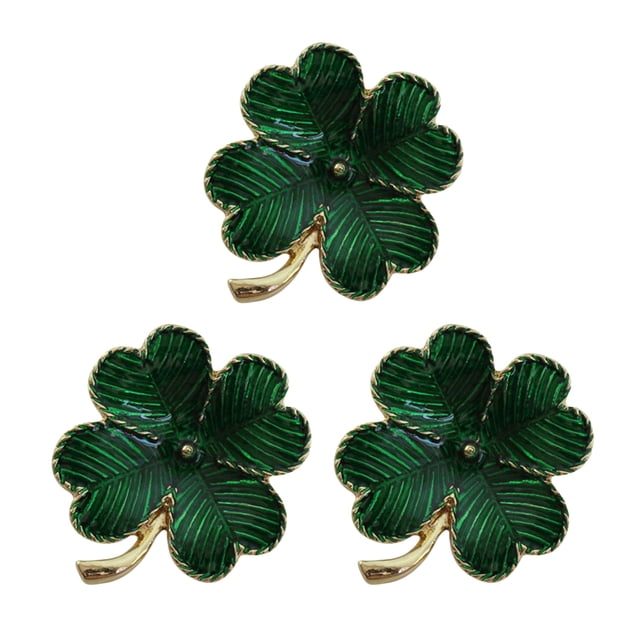 GOOHOCHY 3pcs Vintage Broche de mujer Pin trébol de cuatro hojas Ropa Broche Broche Pin Accesorio