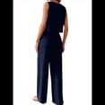 thumbnail image 3 of Conjunto de Dos Piezas para Mujer, 2025, Sin Mangas, con Botones, Informal, con Bolsillo y Pantalones Anchos. Azul L, 3 of 7