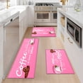 thumbnail image 4 of YIMEIS Coffee on pink background Kitchen Decor Set of 2 Christmas Fall Kitchen Rugs, Xmas Decorative Farmhouse Floor Mats for Home Kitchen Dining Room Decorations - 16''*24'' and 17''*47'' inch, 4 of 10