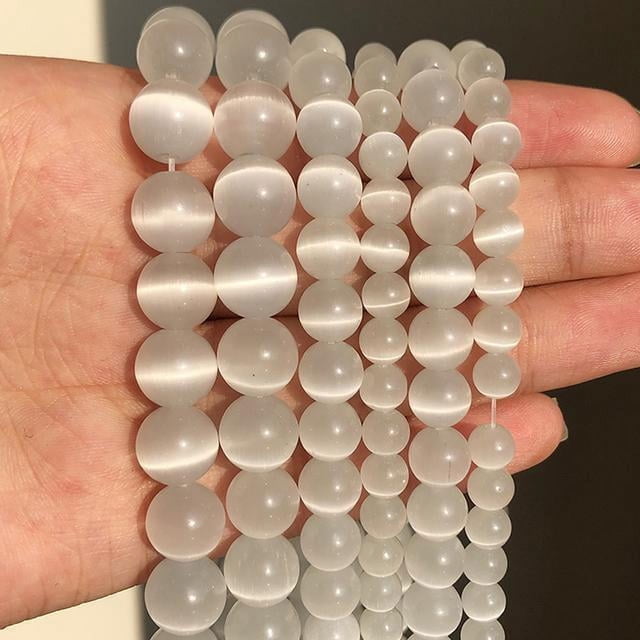 Nvzi Accesorios de joyería DIY con cuentas de 10 mm, pulsera semiacabada personalizada con rayas blancas, accesorios para collares