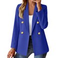 thumbnail image 3 of UDAUDU Women's Business Casual Blazer Double Breasted Long Sleeve Slim Fit Office Suit Jackets Work Outfits Royal Blue L, 3 of 7