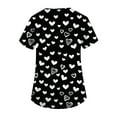 thumbnail image 4 of Valentines Scrubs Top for Women Plus Size Casual V Neck Cute Love Hearts Graphic Scrubs Hoilday Short Sleeve Scrub Shirts Medical Nurse Workwear Nursing Uniform with Pockets Black 3XL, 4 of 5