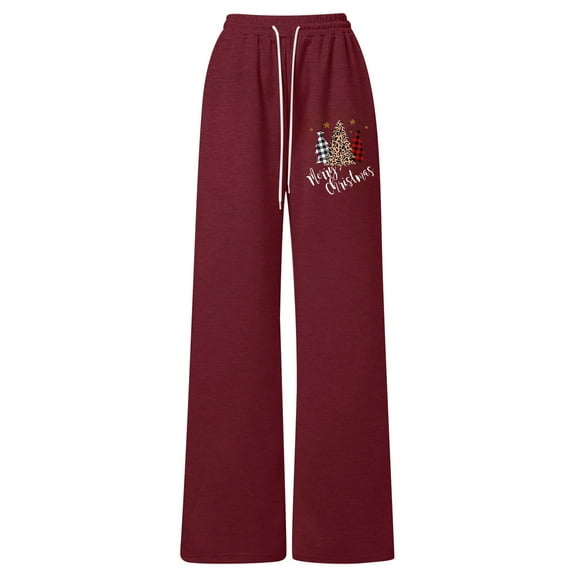 DHFJKG Girl's Christmas Baggy Sweatpants Lightweight Straight Leg Santa Pattern Athletic Pants With Pockets And Elastic Drawstring Leisure Pants