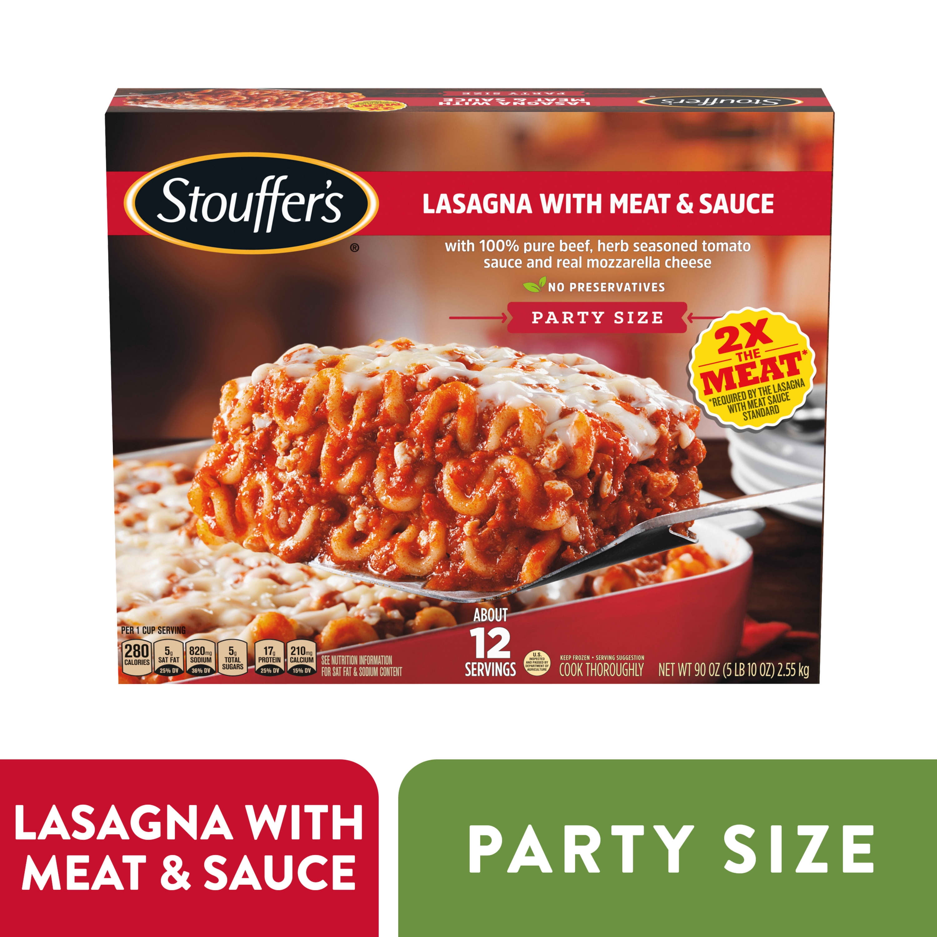 Stouffer s Party Size Lasagna With Meat Sauce Frozen Meal 90 Oz Walmart