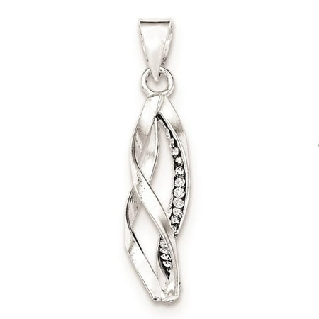 925 Sterling Silver Polished Crystal Twisted Charm Pendant