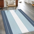 thumbnail image 3 of 3'x5' Area Rugs, Haze Blue Aqua Stripe Indoor Outdoor Area Rug for Living Room Bedroom, Modern Art Horizontal Striped Washable Bathroom Rugs Kitchen Floor Carpet Mats Home Decor Aesthetic, 3 of 8