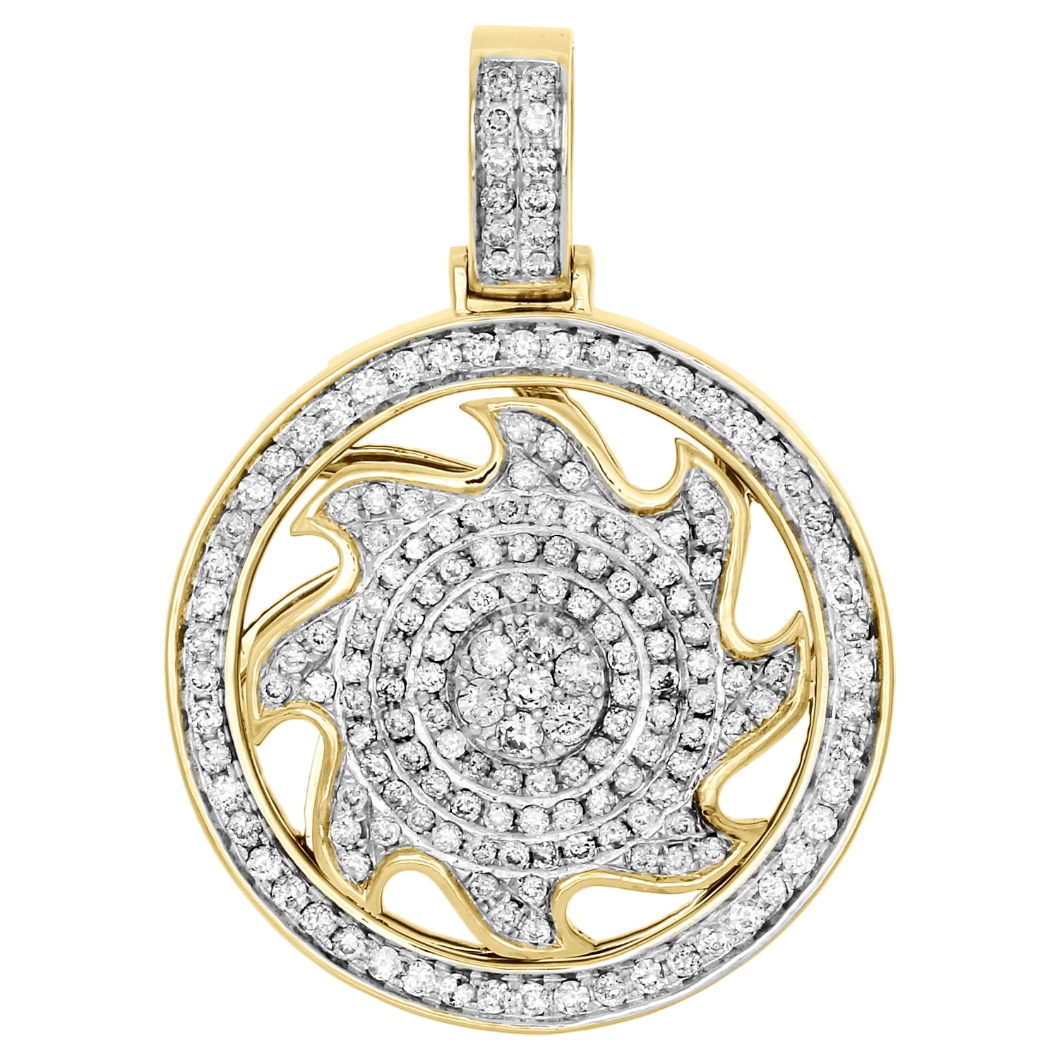 Jewelry For Less 10K Yellow Gold Diamond Spinner Wheel Circle