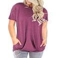 thumbnail image 3 of LANREMON Casual Plus Size Tunics Tops for Womens Short Sleeve Round Neck Tshirts shirt for Women with Pockets Red 20 Plus, 3 of 5