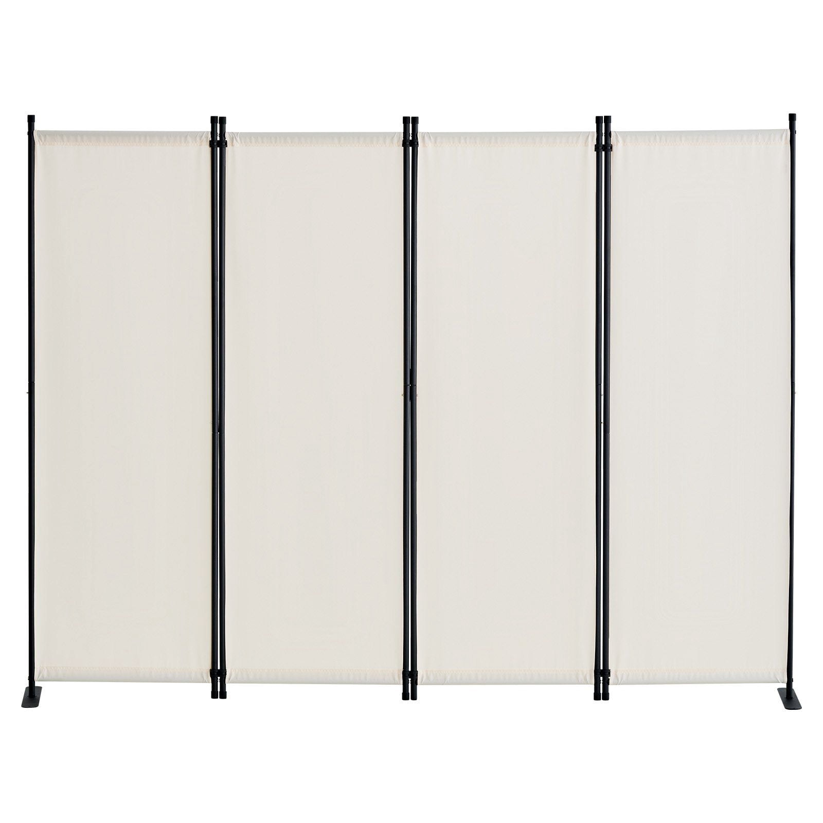 4-Panel White Room Divider Screen, Freestanding Fabric Partition for Home & Office