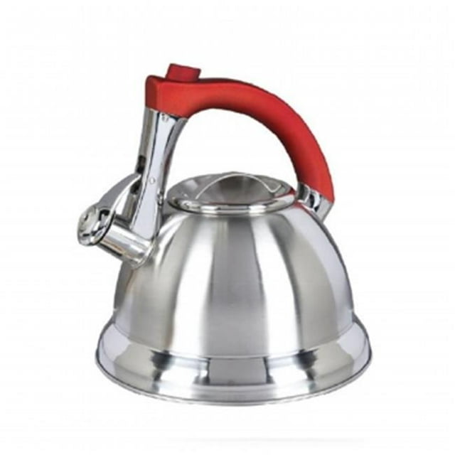 Coffee 63017.02 M. M. Collinsbroke Bouilloire à Thé en Acier Inoxydable 2,4 Qt avec Poignée Rouge