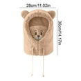 thumbnail image 3 of Women Winter Bear Ear Hat Adorable Super Soft Thickened Cold Proof Ear Beanie Plush Hat with Face Guard Khaki, 3 of 6