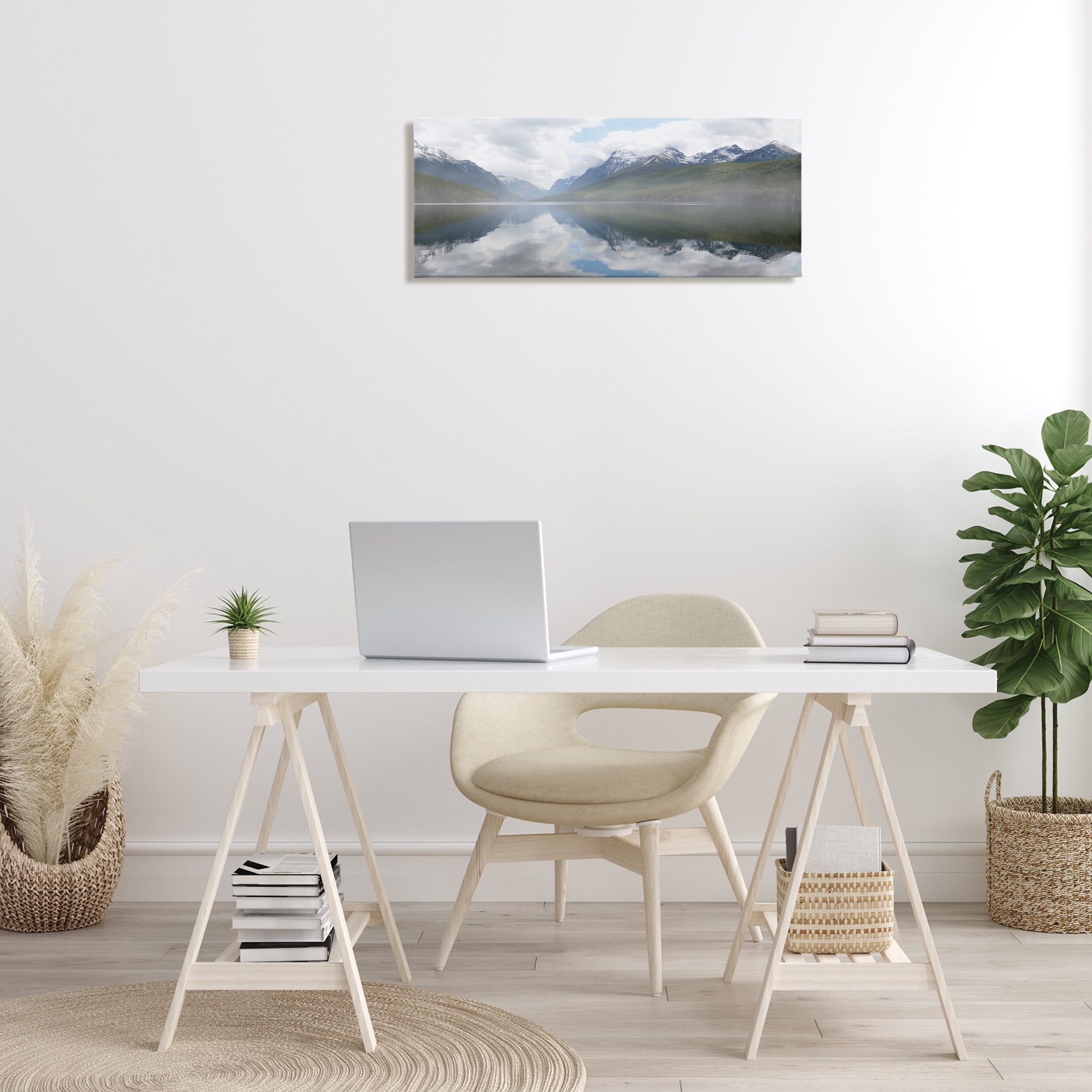 Stupell Industries Mountain Peak Reflections Landscape Photography Gallery Wrapped Canvas Art Print Wall Art, 30 x 13