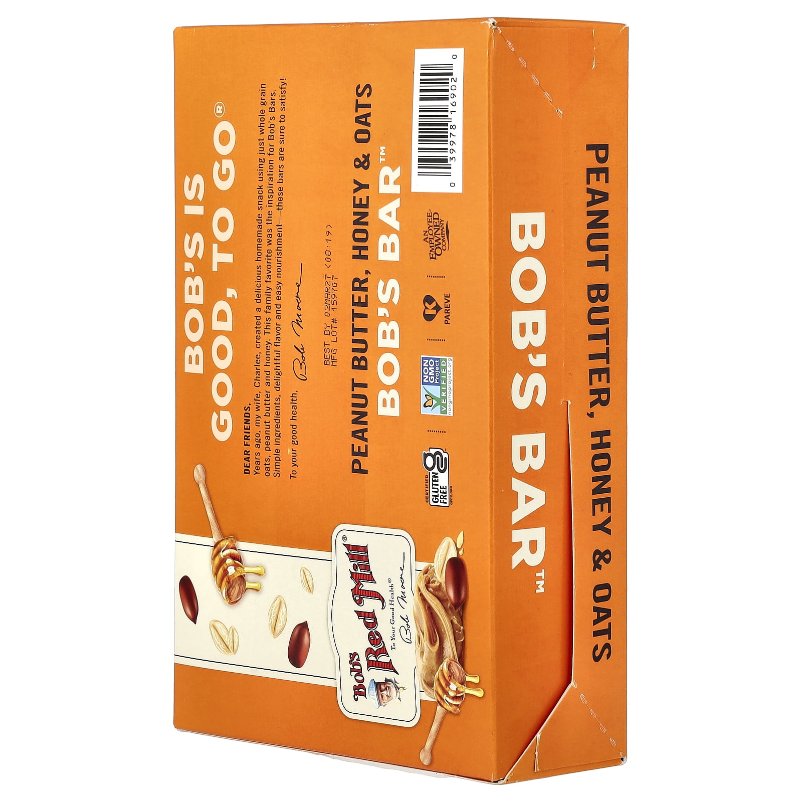 Bob's Red Mill Peanut Butter Honey & Oats Bob's Bar 12 - 1.76 oz Bars