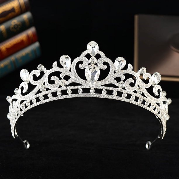 Zhuge Tiara de boda para novia, diadema de princesa, corona nupcial, joyería para el cabello con diamantes de imitación de cristal, decoración para novia, cumpleaños, graduación, boda (blanco)