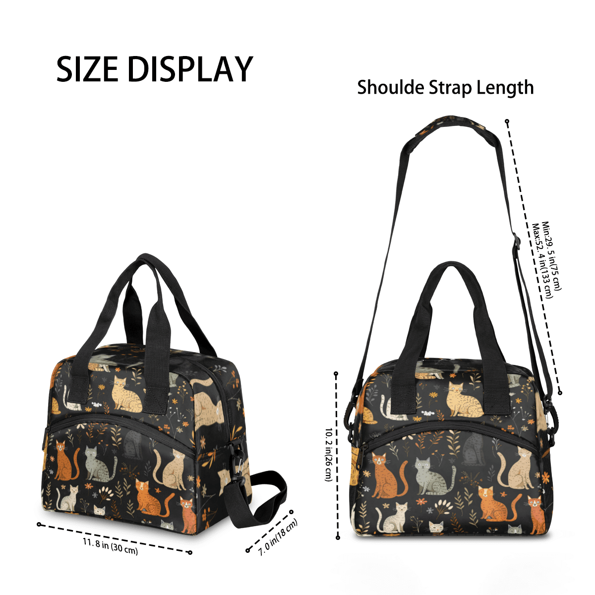 Herdesigns Colorful Cats Insulated Lunch Bag for Women Men Adults Large Reusable Lunch Box Leakproof Portable Cooler Tote Bags with Adjustable Shoulder Strap