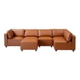 thumbnail image 6 of Randy Mid Century Modern Modular Cognac Tan Leather Comfy Sectional Sofa, 6 of 7