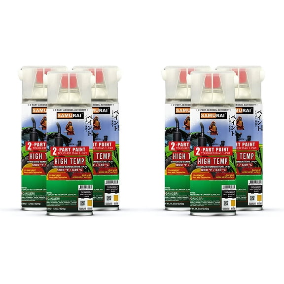 Samurai 2-Part Spray Paint for Agriculture - High Temp (Black, Pack of 6 Cans)