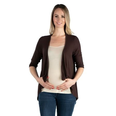 

24seven Comfort Apparel Elbow Length Sleeve Maternity Open Cardigan