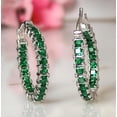 thumbnail image 4 of Hitanshu Jewels Green CZ Inside-Out Hoop Earrings in Silver Tone Bold Statement Fashion Jewelry for Women, 4 of 5