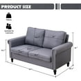 thumbnail image 5 of 57 Loveseat Sofa,2 Seat Couch with Faux Leather Fabric,Small Couches for Small Spaces with Solid Wood Legs,Comfy Love Seat Sofa for Living Room,Bedroom,Apartment(Gray), 5 of 9