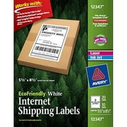 Avery EcoFriendly White Shipping Labels, 1/2 Page, 20-Count